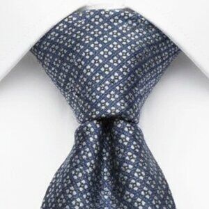 Vintage Chaps Ralph Lauren Geometric Silk Tie Blue White Yellow